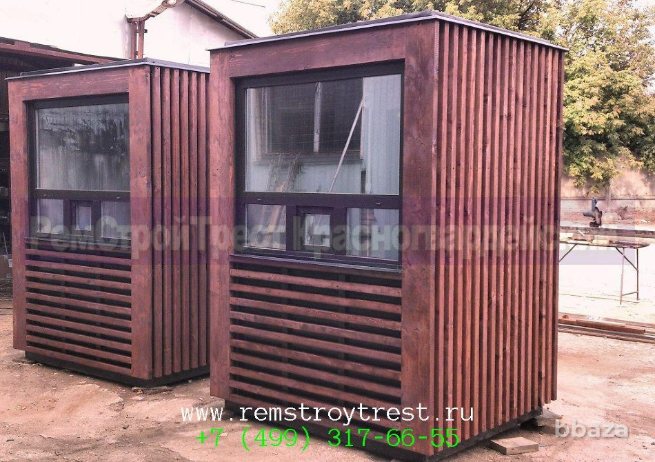 Пост охраны размеры 1,6х1,6х2,5м стиль «Эко», снаружи бруски лиственницы Москва - изображение 8