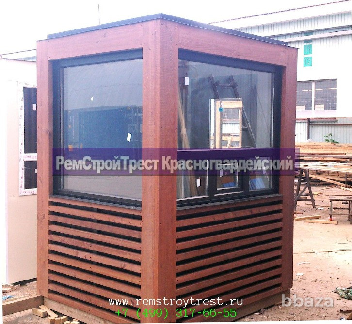 Пост охраны размеры 1,6х1,6х2,5м стиль «Эко», снаружи бруски лиственницы Москва - изображение 3