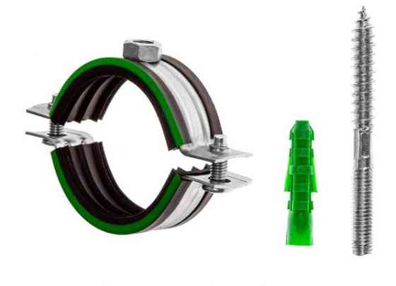 Хомут сантехнический со шпилькой 10x100 ,дюбелем д/труб 4" (108-116мм) М10 Москва