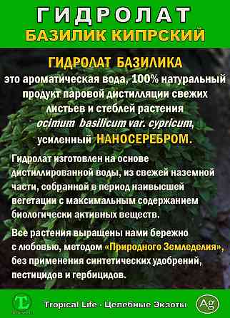 Гидролат Кипрского Базилика с Наносеребром. ProGynuru. Сочи