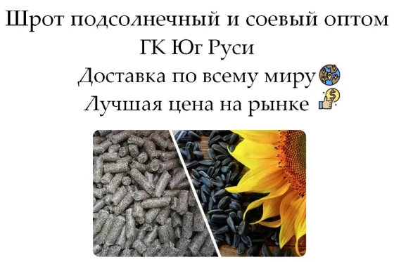 Шрот подсолнечный и соевый оптом от производителя ГК Юг Руси Ростов-на-Дону
