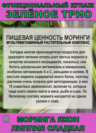 Функциональный купаж Зелёное Трио. Моринга, Якон, Липпия сладкая Сочи