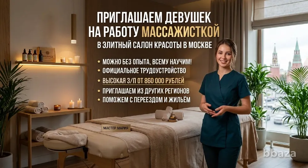 Требуются массажистки - официальное трудоустройство в салон красоты Москва - изображение 1
