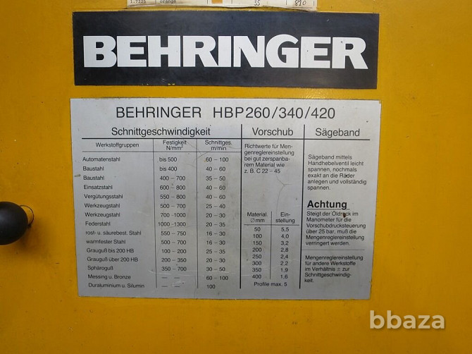 Ленточная пила Behringer HBP 260 A CNC, б/у Москва - изображение 4