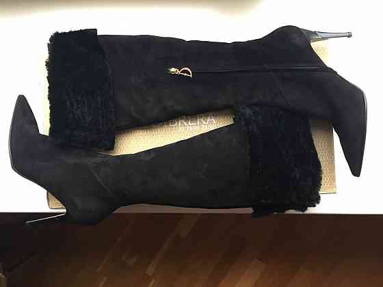 Ботфорты сапоги новые dibrera италия 39 размер черные замша зима мех овчина Москва