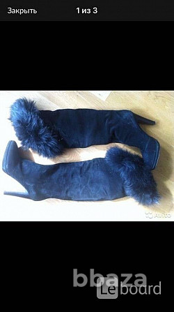 Ботфорты сапоги новые ferre италия 39 размер черные замша мех енот на потфо Москва - photo 9