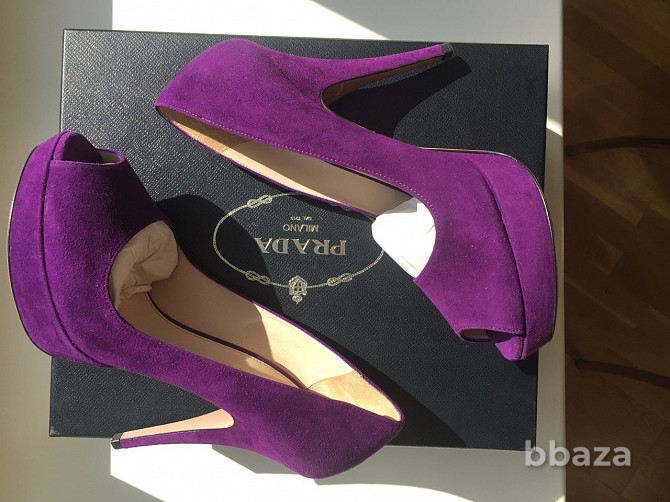 Туфли новые prada италия 39 размер замша сиреневые фиолетовые платформа 2 с Москва - photo 1