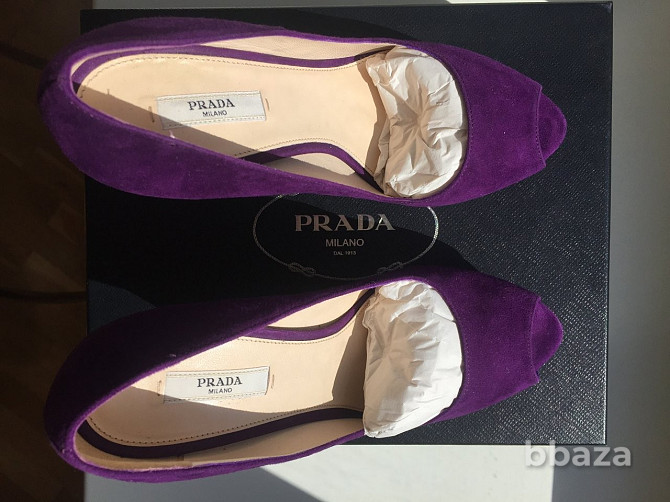 Туфли новые prada италия 39 размер замша сиреневые фиолетовые платформа 2 с Москва - photo 3