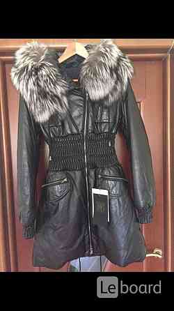 Пуховик куртка новая fashion furs италия 44 46 s m кожа черный мех чернобур Москва