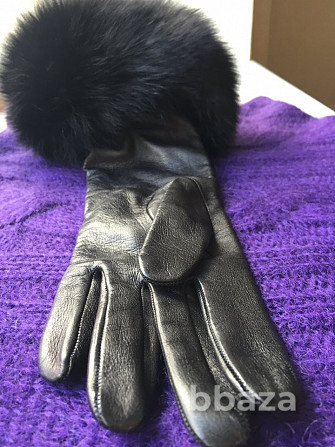 Перчатки новые versace италия кожа черные мех лиса песец двойной размер 7 7 Москва - изображение 6
