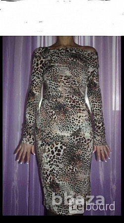 Платье новое blumarine италия м 46 леопард шерсть миди теплое бежевое корич Москва - photo 1