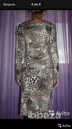 Платье новое blumarine италия м 46 леопард шерсть миди теплое бежевое корич Москва - photo 2