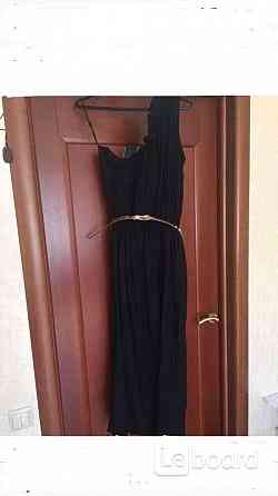 Платье сарафан длинный 46 48 m/l черный вискоза нейлон пояс золото кожзам в Москва