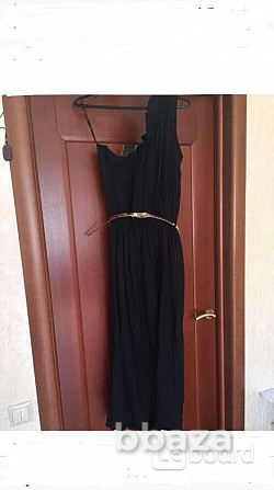 Платье сарафан длинный 46 48 m/l черный вискоза нейлон пояс золото кожзам в Москва - изображение 1