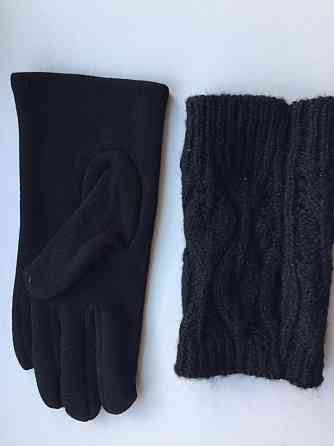Перчатки новые 44 46 черные теплые верх съемный вязаные аксессуары начес ми Москва