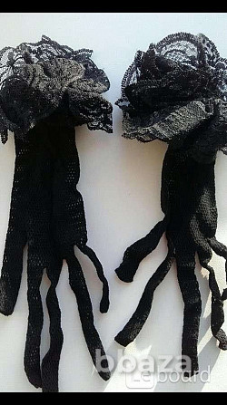 Перчатки новые женские черные сетка кружева стретч 42 44 46 м s аксессуары Москва - photo 8