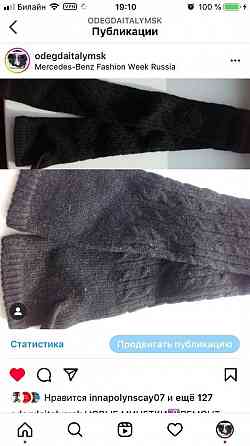 Перчатки длинные шерсть чёрные митенки вязаные женские зима аксессуары высо Москва