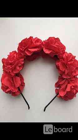 Ободок на волосы в стиле dolce&gabbana красный цветы розы украшение бижутер Москва