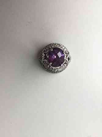 Кольцо новое серебро 19 размер камень аметист фиолетовый сиреневый камни св Москва