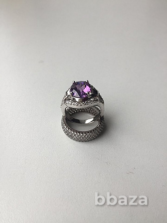Кольцо новое серебро 19 размер камень аметист фиолетовый сиреневый камни св Москва - photo 4