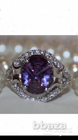 Кольцо новое серебро 19 размер камень аметист фиолетовый сиреневый камни св Москва - photo 1