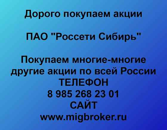 Покупаем акции ПАО Россети Сибирь Новосибирск